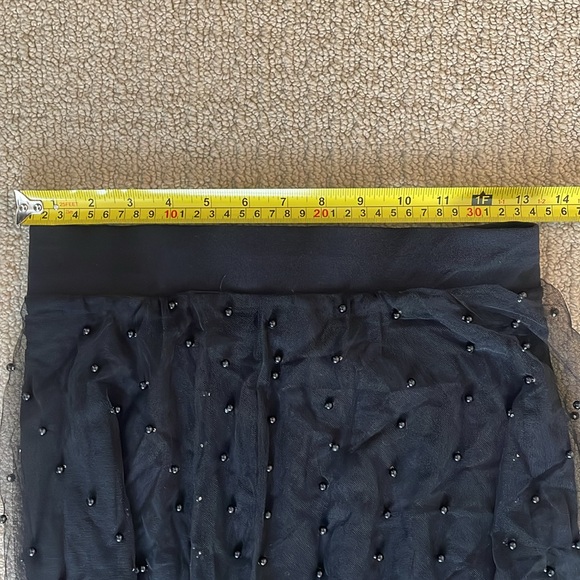 tea length a line tulle layer black skirt with faux pearls - Picture 8 of 9